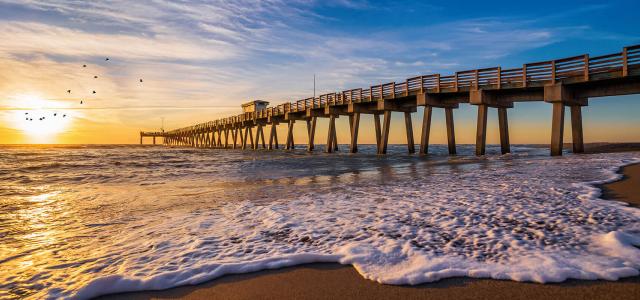 Sunset at the clearwater beach in venice, florida